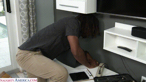 Hot blonde cam girl Whitney OC has cable guy help her put on a show for her fans